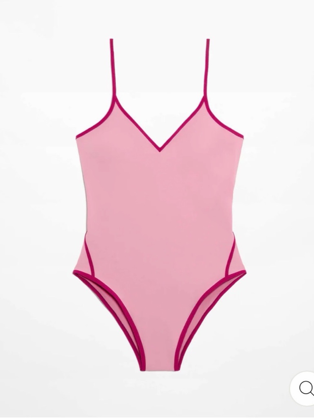 Women's Pink Contrast-Trim One-Piece Swimsuit